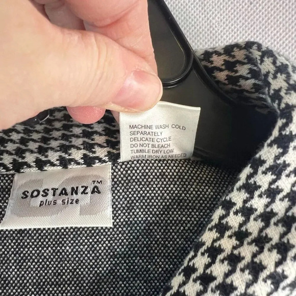 Sostanza Houndstooth Long Sleeve Full Zip Cotton Jacket Plus Size 18W - Picture 7 of 8